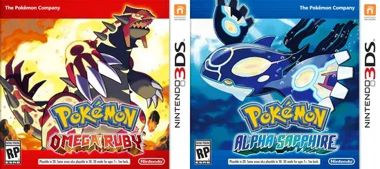 Pokémon Omega Ruby And Alpha Sapphire box art side by side